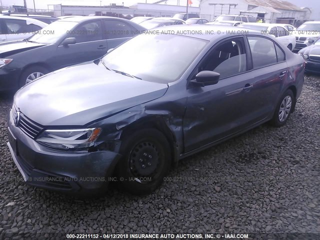 3VW2K7AJ4EM238129 - 2014 VOLKSWAGEN JETTA S GRAY photo 2