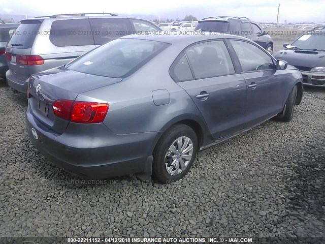 3VW2K7AJ4EM238129 - 2014 VOLKSWAGEN JETTA S GRAY photo 4