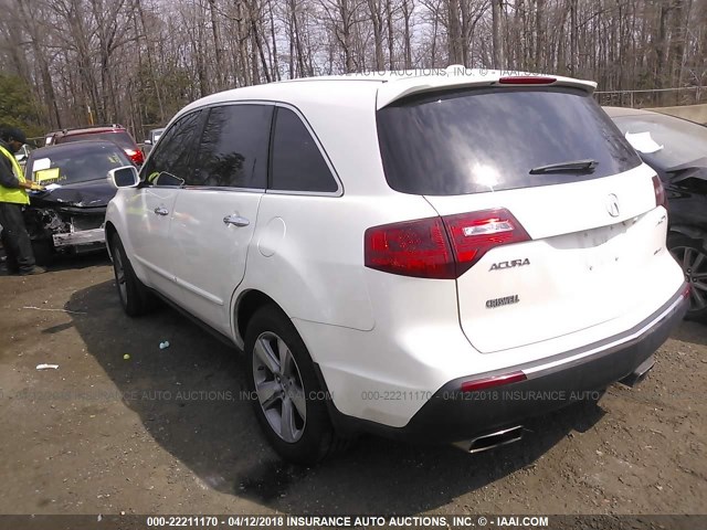 2HNYD2H31CH521773 - 2012 ACURA MDX TECHNOLOGY WHITE photo 3