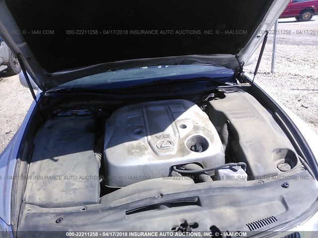 JTHBH96S965000135 - 2006 LEXUS GS GENERATION 200 300 SILVER photo 10