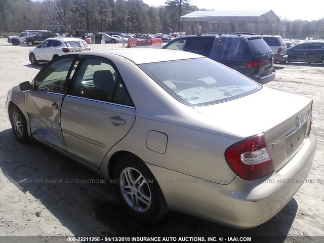 4T1BE32K72U044031 - 2002 TOYOTA CAMRY LE/XLE/SE 金色 照片 3