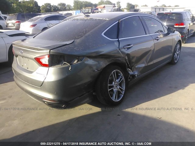 3FA6P0K95DR156273 - 2013 FORD FUSION TITANIUM GRAY photo 4