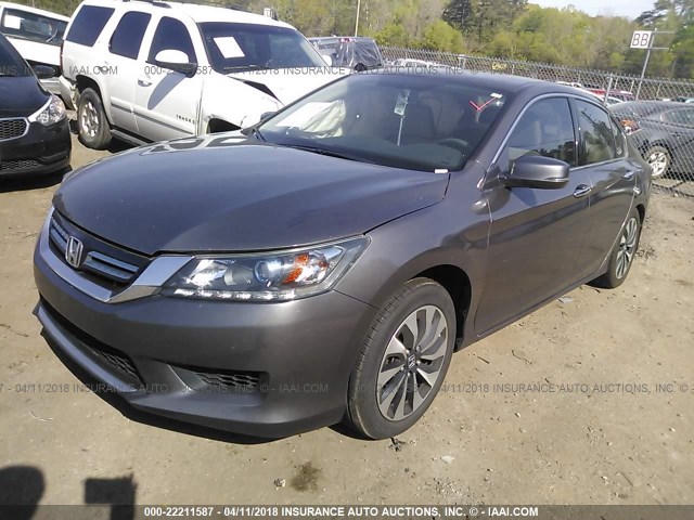 1HGCR6F38EA006283 - 2014 HONDA ACCORD HYBRID GRAY photo 2