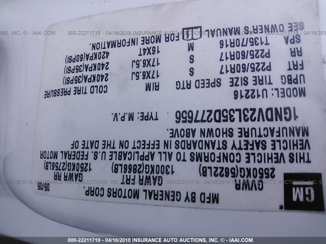 1GNDV23L35D277656 - 2005 CHEVROLET UPLANDER LS თეთრი ფოტო 9