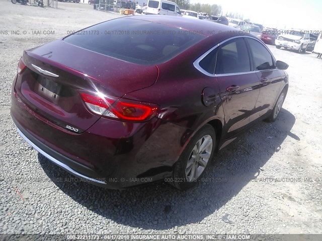 1C3CCCAB6FN663045 - 2015 CHRYSLER 200 LIMITED BURGUNDY photo 4