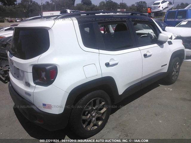 ZACCJABT5GPD04792 - 2016 JEEP RENEGADE LATITUDE WHITE photo 4