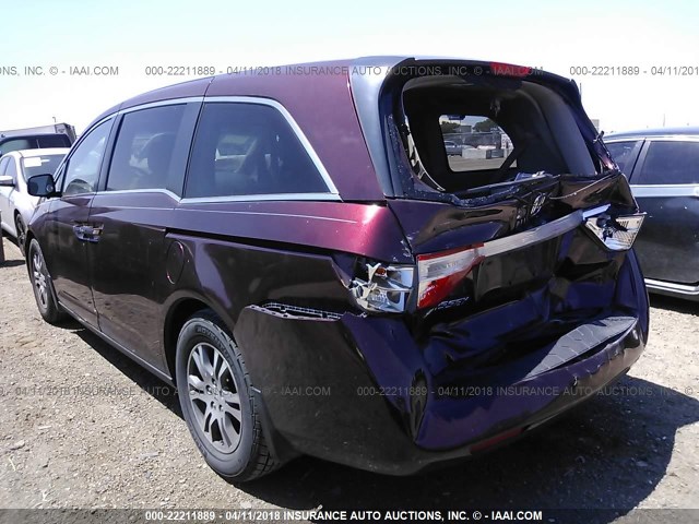 5FNRL5H6XBB082862 - 2011 HONDA ODYSSEY EXL მუქწითელი ფოტო 3