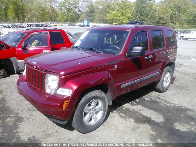 1C4PJMAKXCW117377 - 2012 JEEP LIBERTY SPORT 勃艮第红 照片 2
