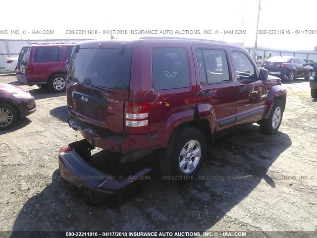 1C4PJMAKXCW117377 - 2012 JEEP LIBERTY SPORT BURGUNDY photo 4