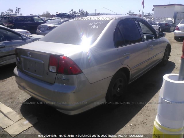 JHMES96695S010147 - 2005 HONDA CIVIC HYBRID GOLD photo 4