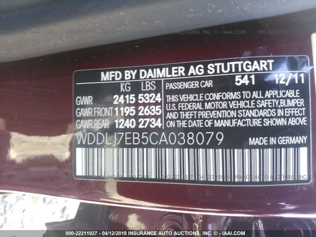 WDDLJ7EB5CA038079 - 2012 MERCEDES-BENZ CLS 63 AMG RED photo 9