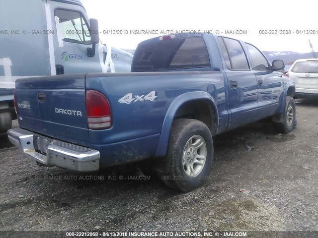 1D7HG38N33S261654 - 2003 DODGE DAKOTA QUAD SPORT BLUE photo 4