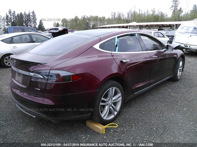 5YJSA1DP3CFS00752 - 2012 TESLA MODEL S RED photo 4