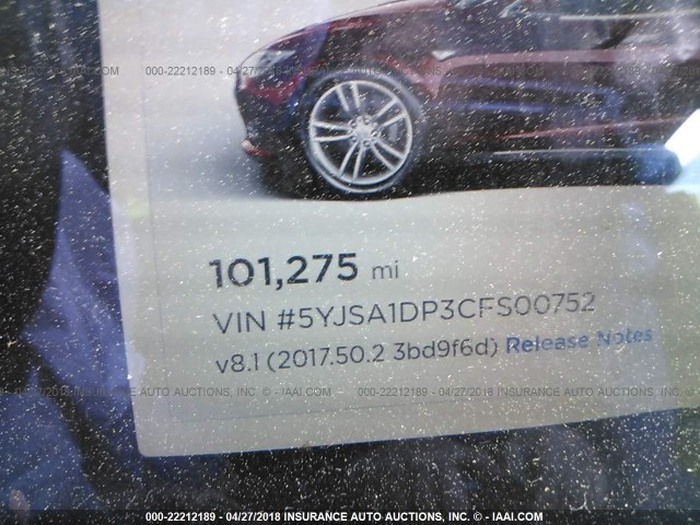 5YJSA1DP3CFS00752 - 2012 TESLA MODEL S RED photo 7