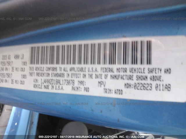 1J4AA2D18AL173078 - 2010 JEEP WRANGLER SPORT ლურჯი ფოტო 9