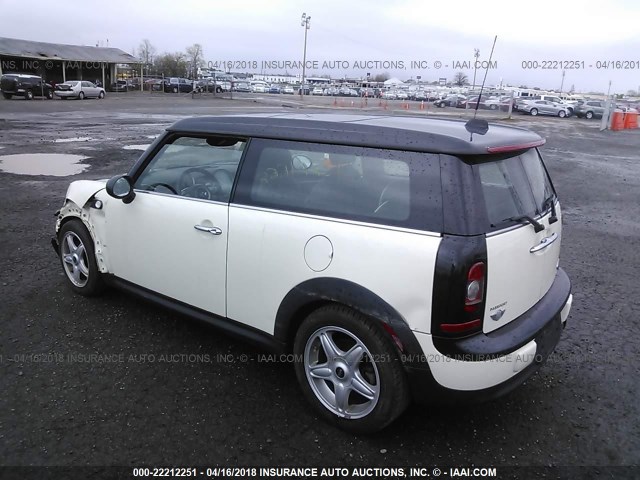 WMWML33538TN66839 - 2008 MINI COOPER CLUBMAN WHITE photo 3