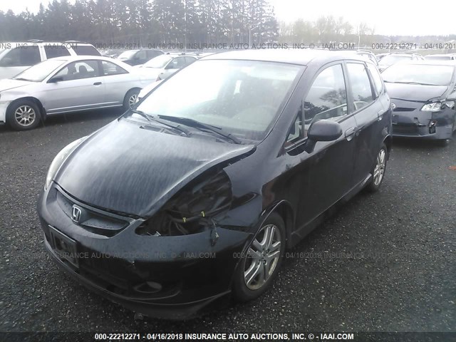 JHMGD38697S019589 - 2007 HONDA FIT S BLACK photo 2