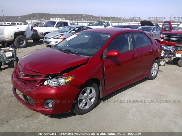 2T1BU4EE3BC728588 - 2011 TOYOTA COROLLA S/LE RED photo 2