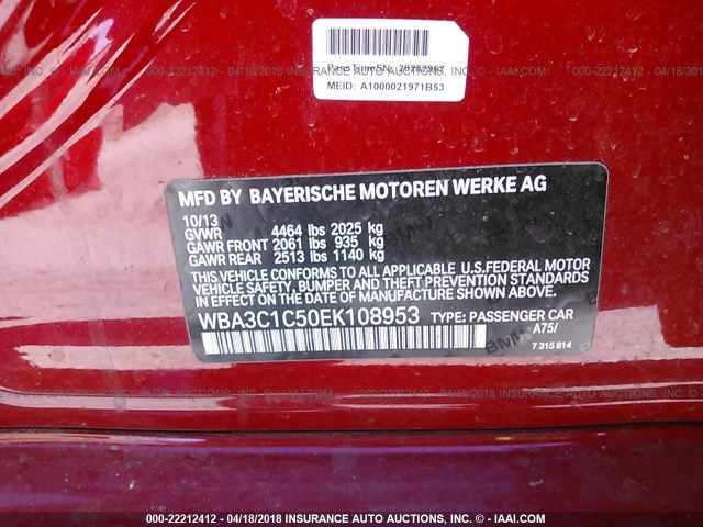 WBA3C1C50EK108953 - 2014 BMW 328 I SULEV RED photo 9