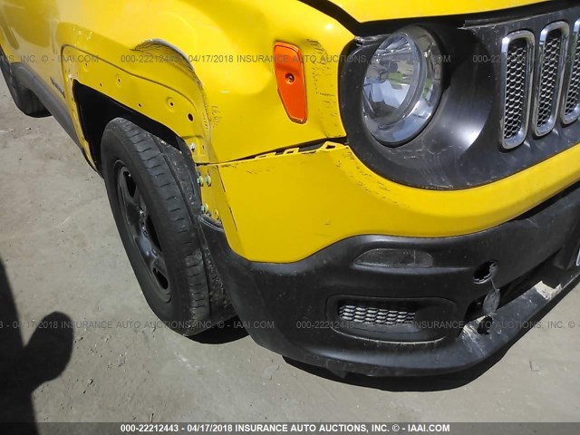 ZACCJAAB4HPF37430 - 2017 JEEP RENEGADE SPORT YELLOW photo 6