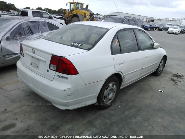 JHMES95635S019671 - 2005 HONDA CIVIC HYBRID WHITE photo 4