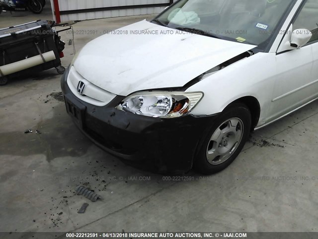 JHMES95635S019671 - 2005 HONDA CIVIC HYBRID WHITE photo 6