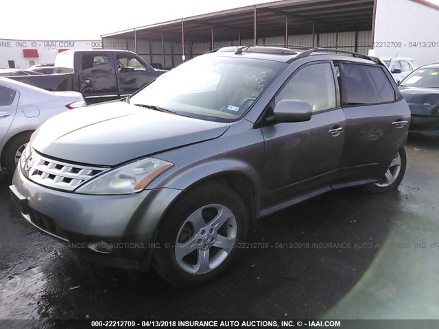 JN8AZ08T95W324274 - 2005 NISSAN MURANO SL/SE/S GRAY photo 2