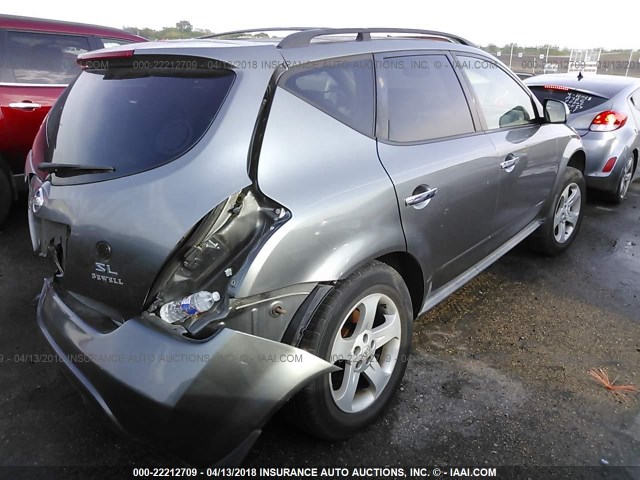 JN8AZ08T95W324274 - 2005 NISSAN MURANO SL/SE/S GRAY photo 4