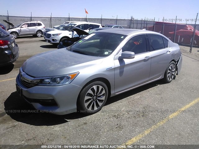 JHMCR6F5XHC008706 - 2017 HONDA ACCORD HYBRID/EXL SILVER photo 2