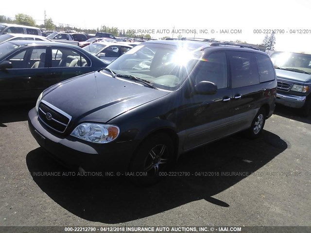 KNDUP131946581475 - 2004 KIA SEDONA EX/LX BLACK photo 2