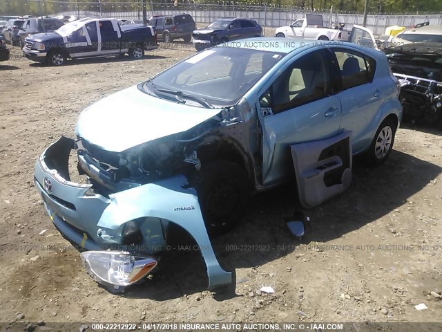 JTDKDTB37E1079142 - 2014 TOYOTA PRIUS C TEAL photo 2