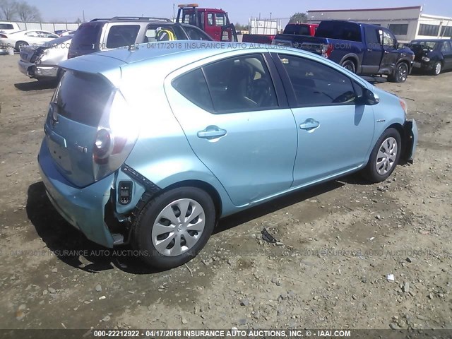 JTDKDTB37E1079142 - 2014 TOYOTA PRIUS C TEAL photo 4