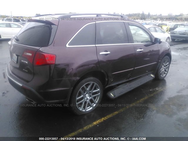 2HNYD2H6XBH519691 - 2011 ACURA MDX TECHNOLOGY BURGUNDY photo 4