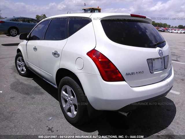 JN8AZ08T05W329668 - 2005 NISSAN MURANO SL/SE/S WHITE photo 3