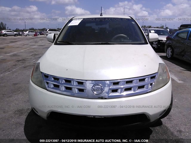 JN8AZ08T05W329668 - 2005 NISSAN MURANO SL/SE/S WHITE photo 6