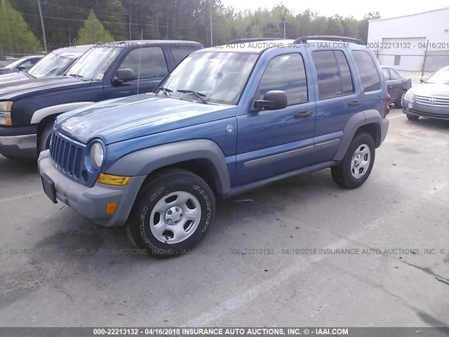 1J4GL48K35W546244 - 2005 JEEP LIBERTY SPORT BLUE photo 2