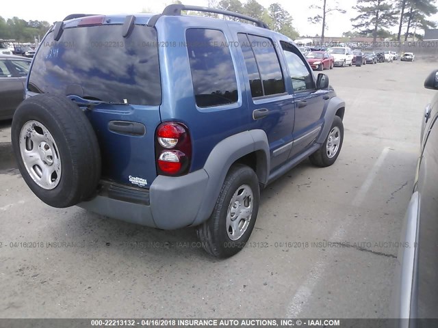 1J4GL48K35W546244 - 2005 JEEP LIBERTY SPORT BLUE photo 4