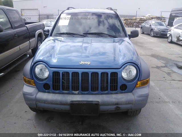 1J4GL48K35W546244 - 2005 JEEP LIBERTY SPORT BLUE photo 6