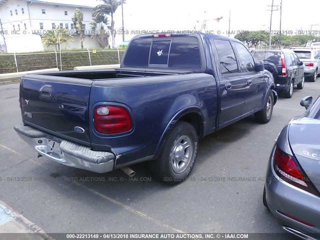 1FTRW07692KA66280 - 2002 FORD F150 SUPERCREW BLUE photo 4