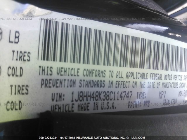 1J8HH48K38C114747 - 2008 JEEP COMMANDER SPORT Schwarz Foto 9