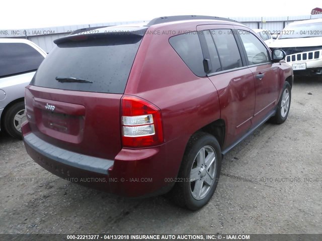 1J8FF47W48D621488 - 2008 JEEP COMPASS SPORT RED photo 4