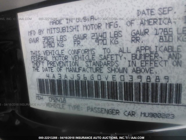 4A3AJ56G0VE039889 - 1997 MITSUBISHI GALANT ES/LS Qara foto 9