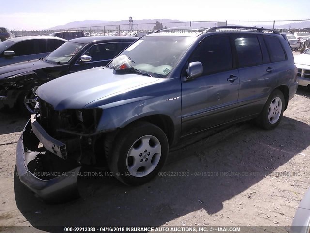 JTEDP21A640033487 - 2004 TOYOTA HIGHLANDER LIMITED BLUE photo 2