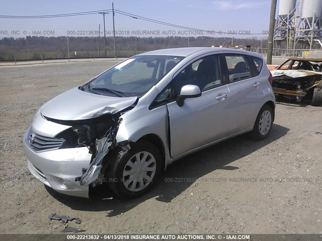 3N1CE2CPXEL433941 - 2014 NISSAN VERSA NOTE S/S PLUS/SV/SL SILVER photo 2