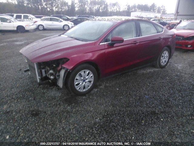 3FA6P0G7XDR116973 - 2013 FORD FUSION S RED photo 2