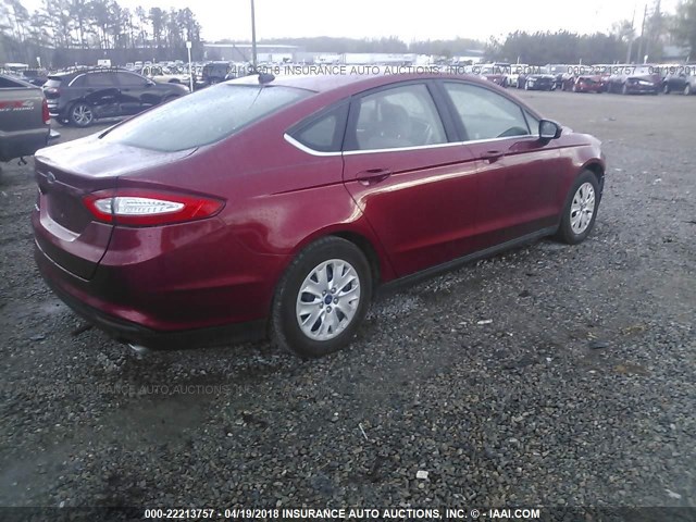3FA6P0G7XDR116973 - 2013 FORD FUSION S RED photo 4