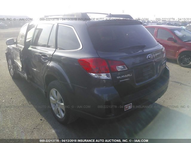 4S4BRDKC2C2249238 - 2012 SUBARU OUTBACK 3.6R LIMITED GRAY photo 3