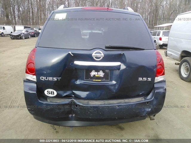 5N1BV28U87N119548 - 2007 NISSAN QUEST S/SE/SL BLUE photo 6