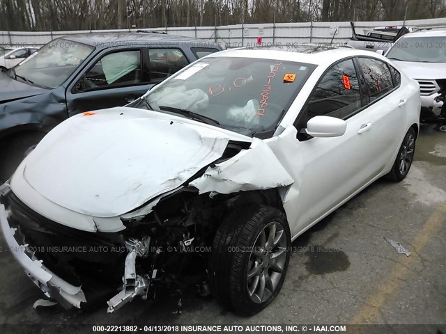 1C3CDFBB2FD123677 - 2015 DODGE DART SXT WHITE photo 2