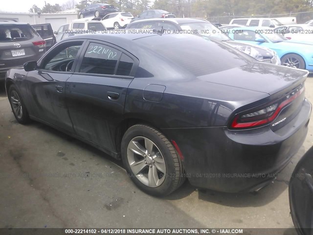 2C3CDXHG7GH222704 - 2016 DODGE CHARGER SXT BLUE photo 3